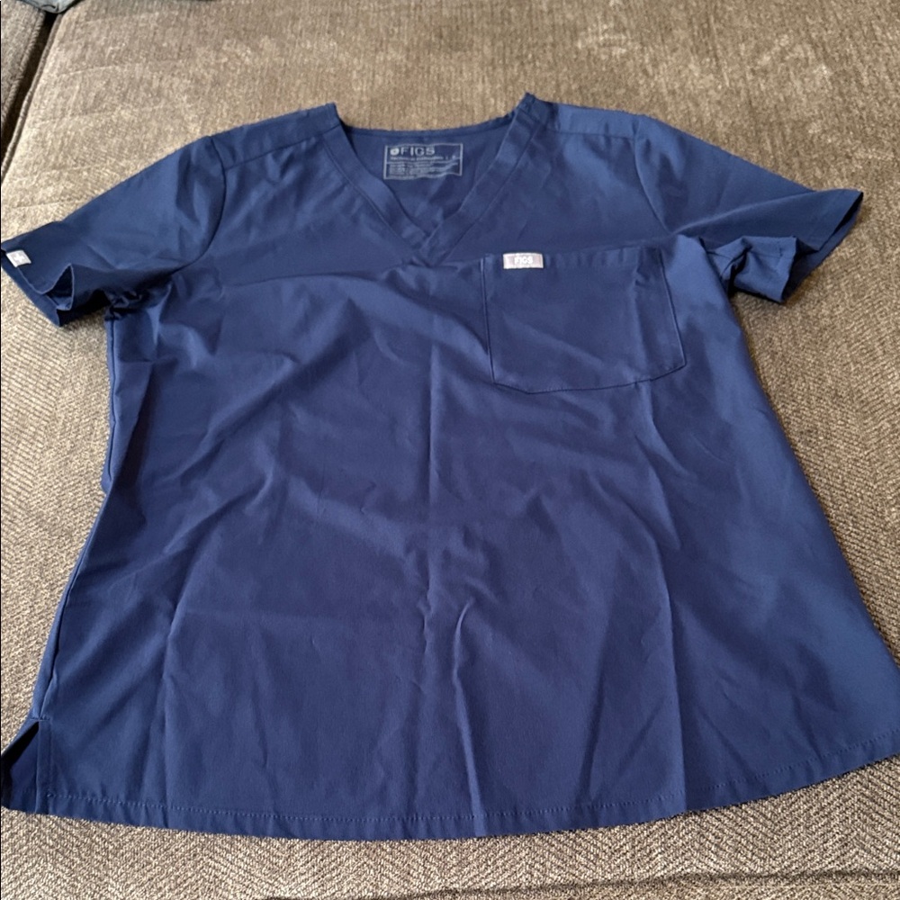 Figs Navy V-Neck Scrub Top